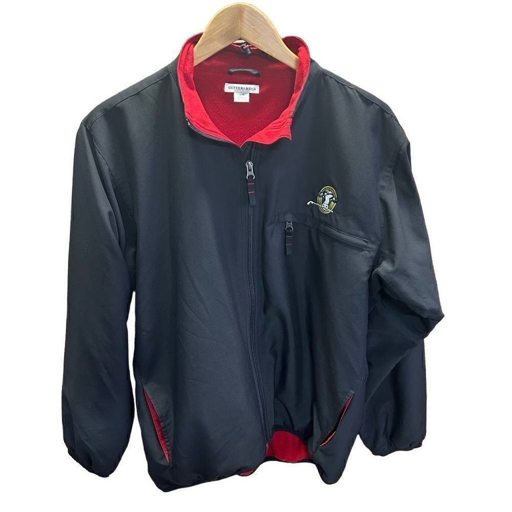 Cutter & Buck GOLF COW Logo on Black and Red Coat Size Large (L)